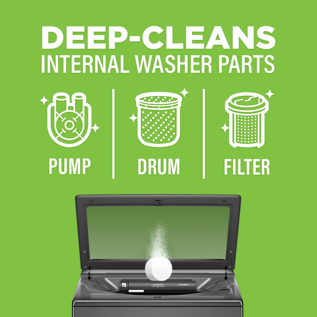 Affresh Washing Machine Cleaner, Helps Power Away Odor Causing Bacteria & Grime Deep Inside Pump, Valve & Hoses, 5 Time Release Tablets, 5 Month