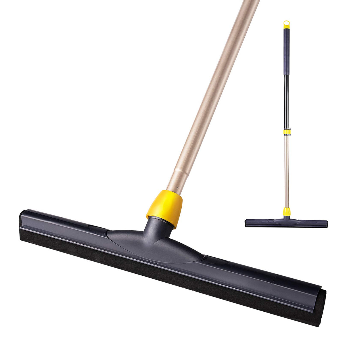 Yocada Floor Squeegee Scrubber Adjustable Telescopic Pole Heavy Duty Household Broom EVA Foam Blade for Garage Courtyard Shower Bathroom Floor Marble