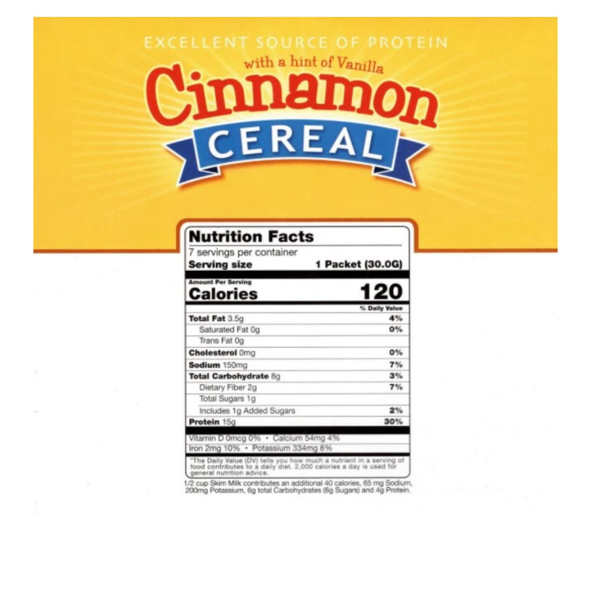 FITWISE - High Protein Cereal, 15g Protein, Low Sugar, Ideal Protein Compatible, 7 Servings Per Box (Cinnamon Vanilla)