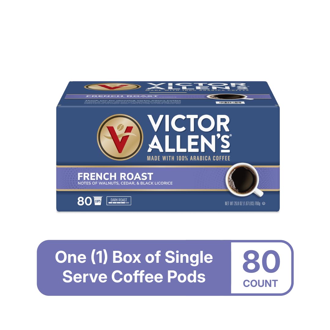 Victor Allen's Coffee French Roast, Dark Roast, 80 Count, Single Serve Coffee Pods for Keurig K-Cup Brewers