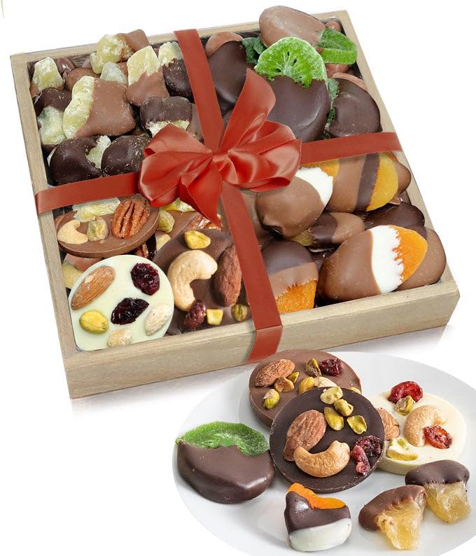 From You Flowers Luxury Belgian Chocolate Covered Dried Fruit Tray - Gourmet Dipped Apricots, Kiwi & Fruit Gift Box for Birthday & Thank You