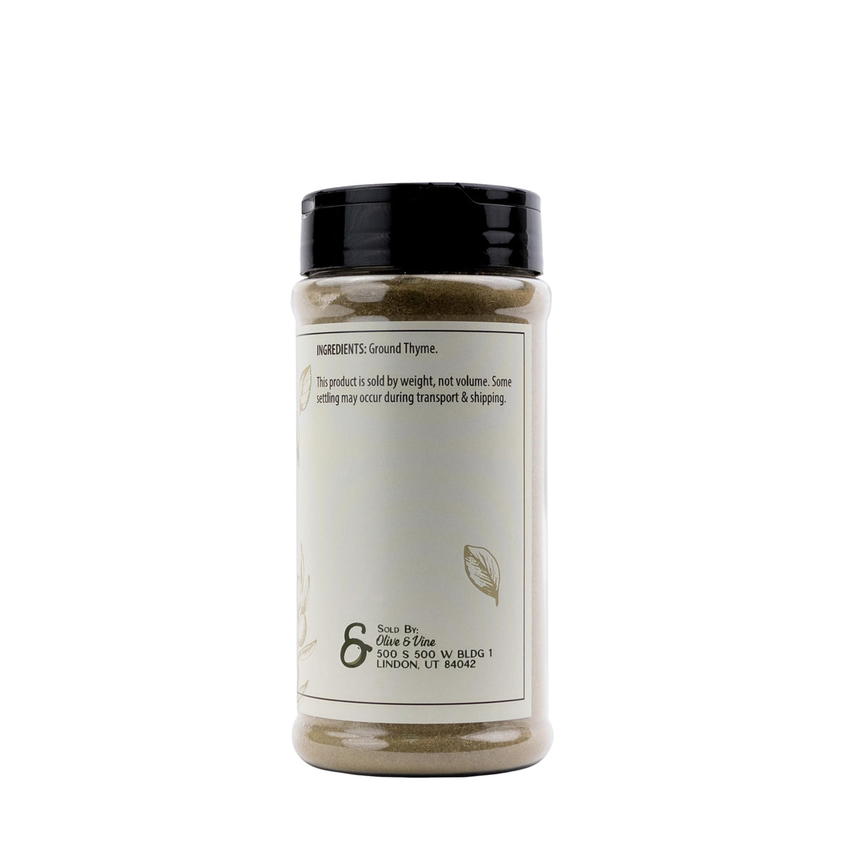 Olive & Vine Ground Thyme, Earthy & Aromatic, Seasoning for Roasts, Soups, and Stews, with Rich Tradition, Authentic Taste, For Global Recipes (4.96