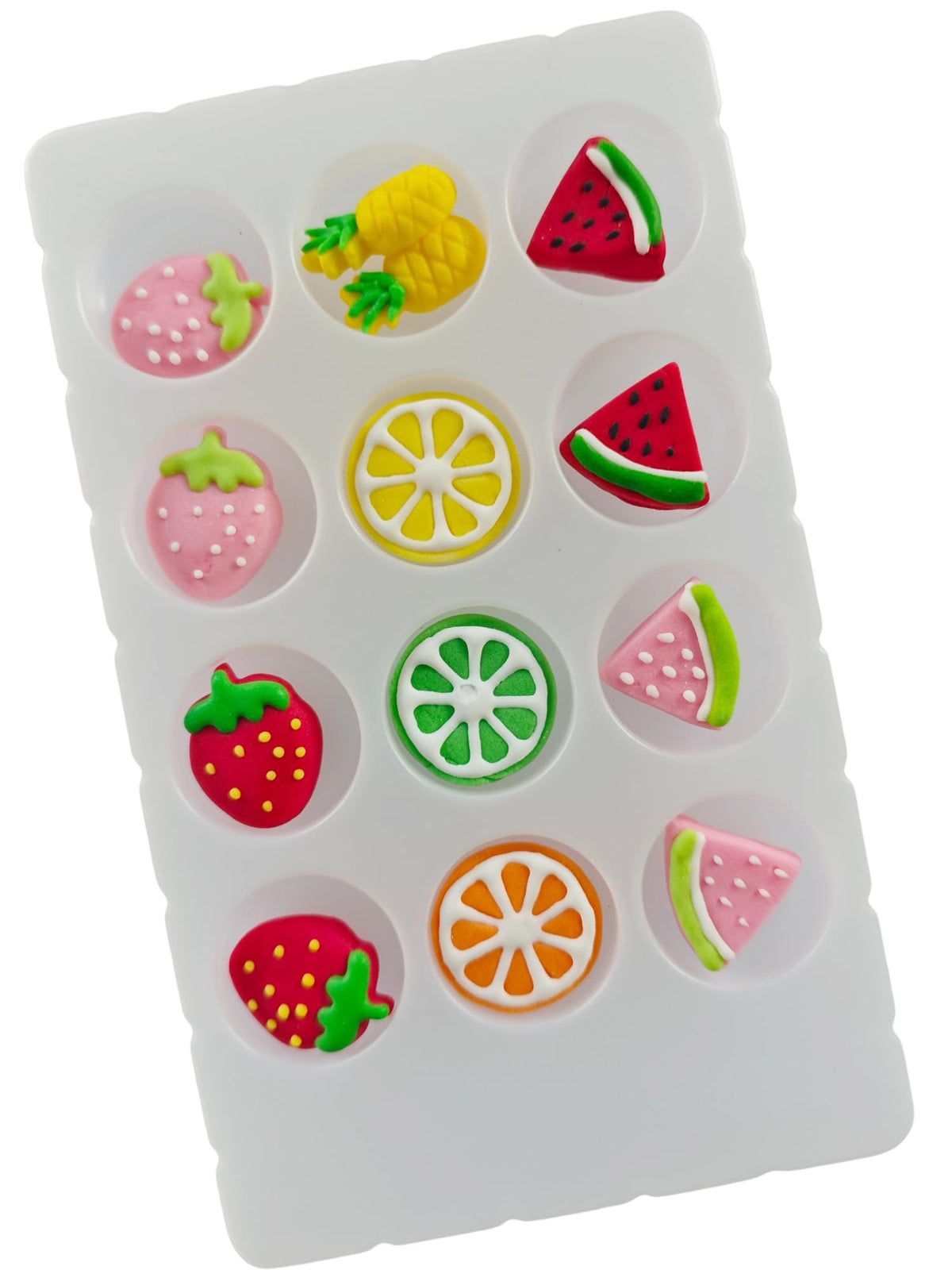 Edible Mixed 12pcs Fruit Sugar cake decorations, cupcake toppers, perfect Icing Cookies decro for Valentine's Day Birthday Halloween Thanksgiving