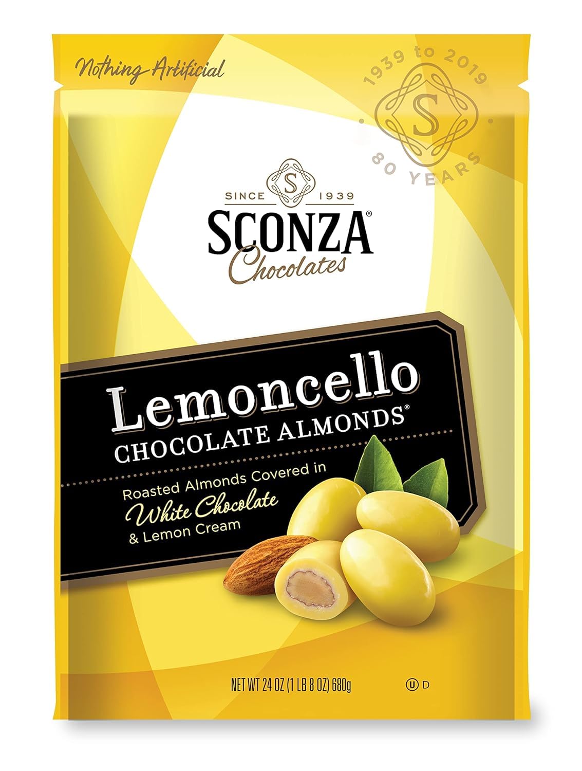 Sconza large Pouch Confections Lemoncello Almonds Zipper Pouch, 24 Ounce