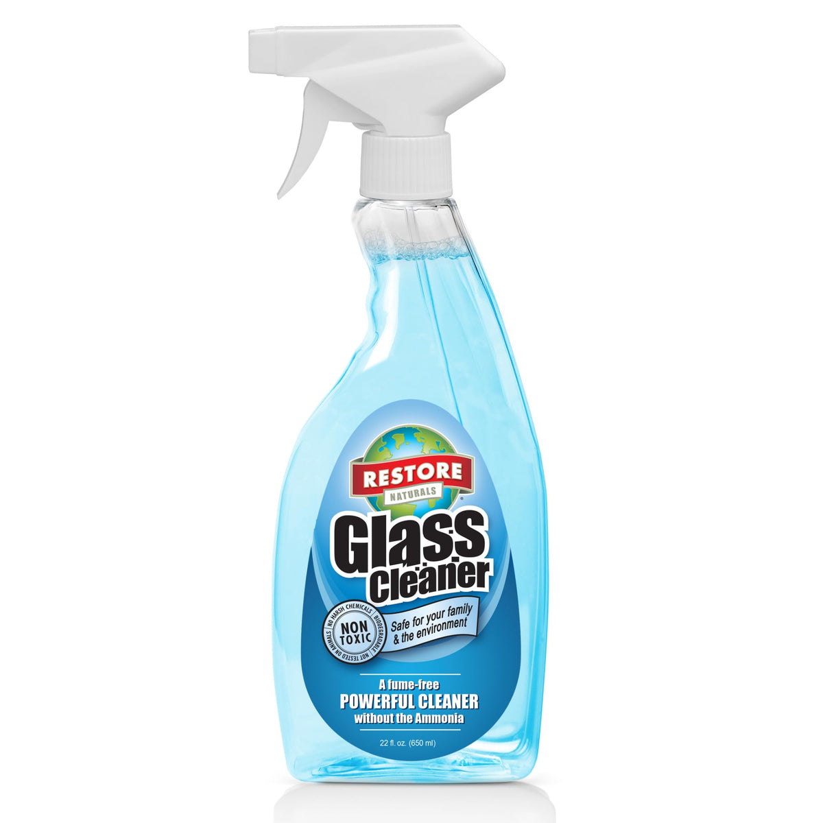 Restore Naturals 22oz Non Toxic Glass Cleaner Spray - Ammonia Free | Fume Free | Plant Based | Biodegradable - 3 Pack