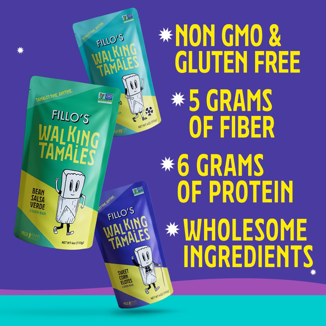 Fillo's Walking Tamales Mild Variety, Ready to Eat Meal, Gluten Free, 7 Pk