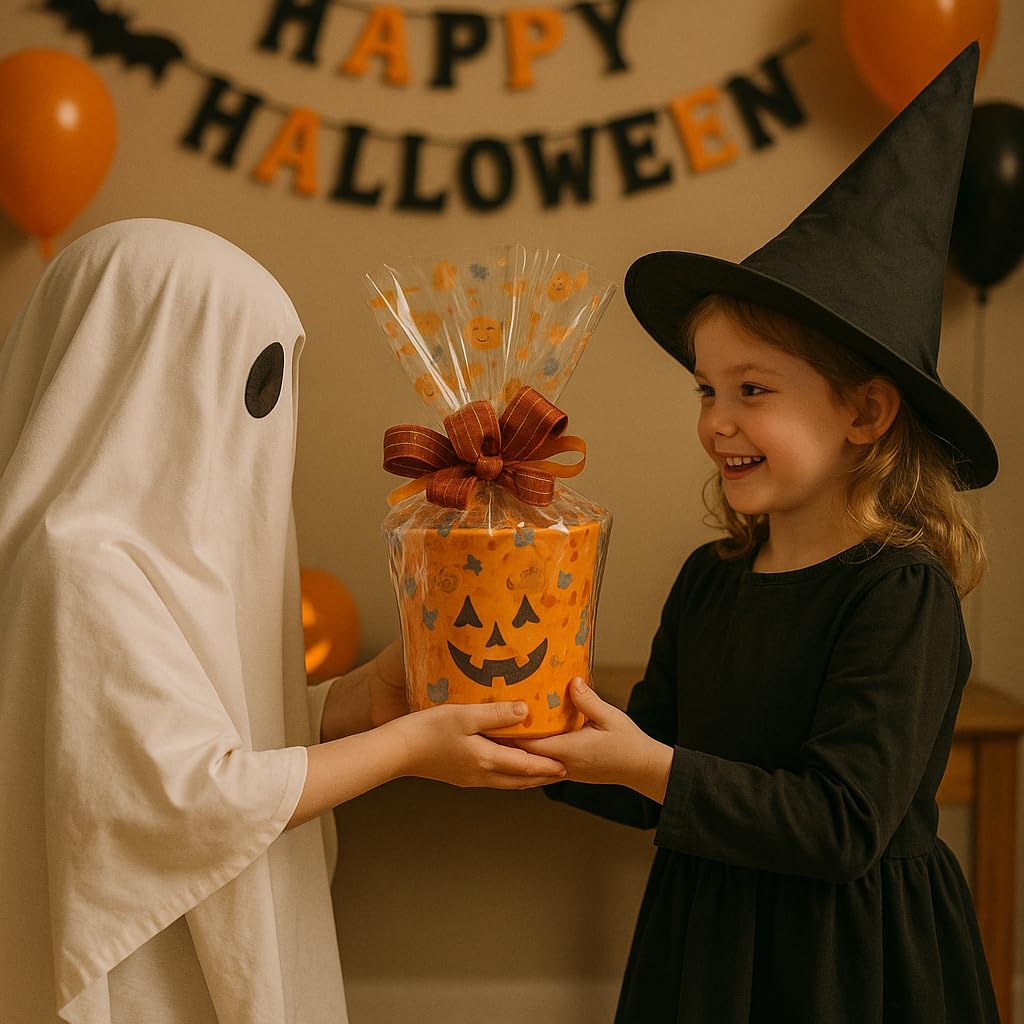 Hand-Designed Halloween Pumpkin Gift Basket with Premium Candy, Chocolates, and Snacks. Halloween Candy Gift for Kids, Families, and Clients!