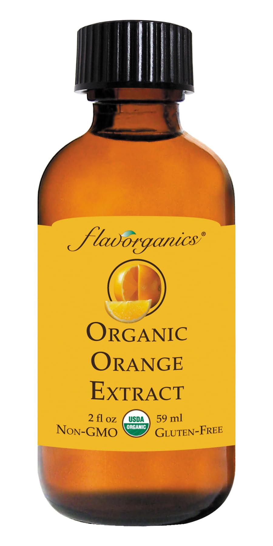 Flavorganics Organic Orange Extract, 2 Ounce Bottle
