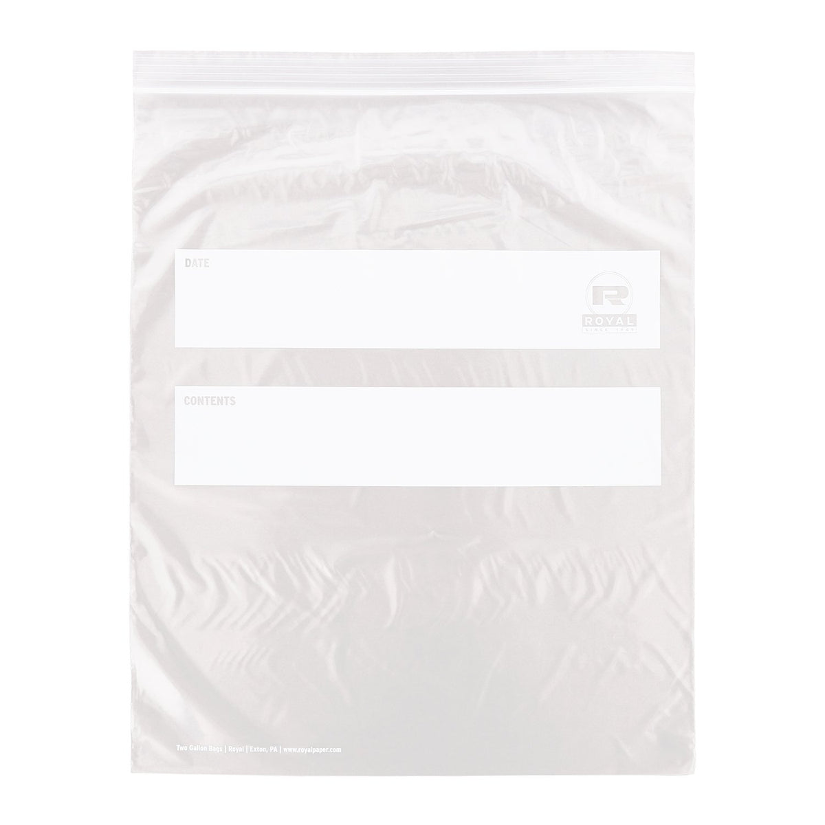 Royal Double Zipper Two Gallon Bags, Box of 100