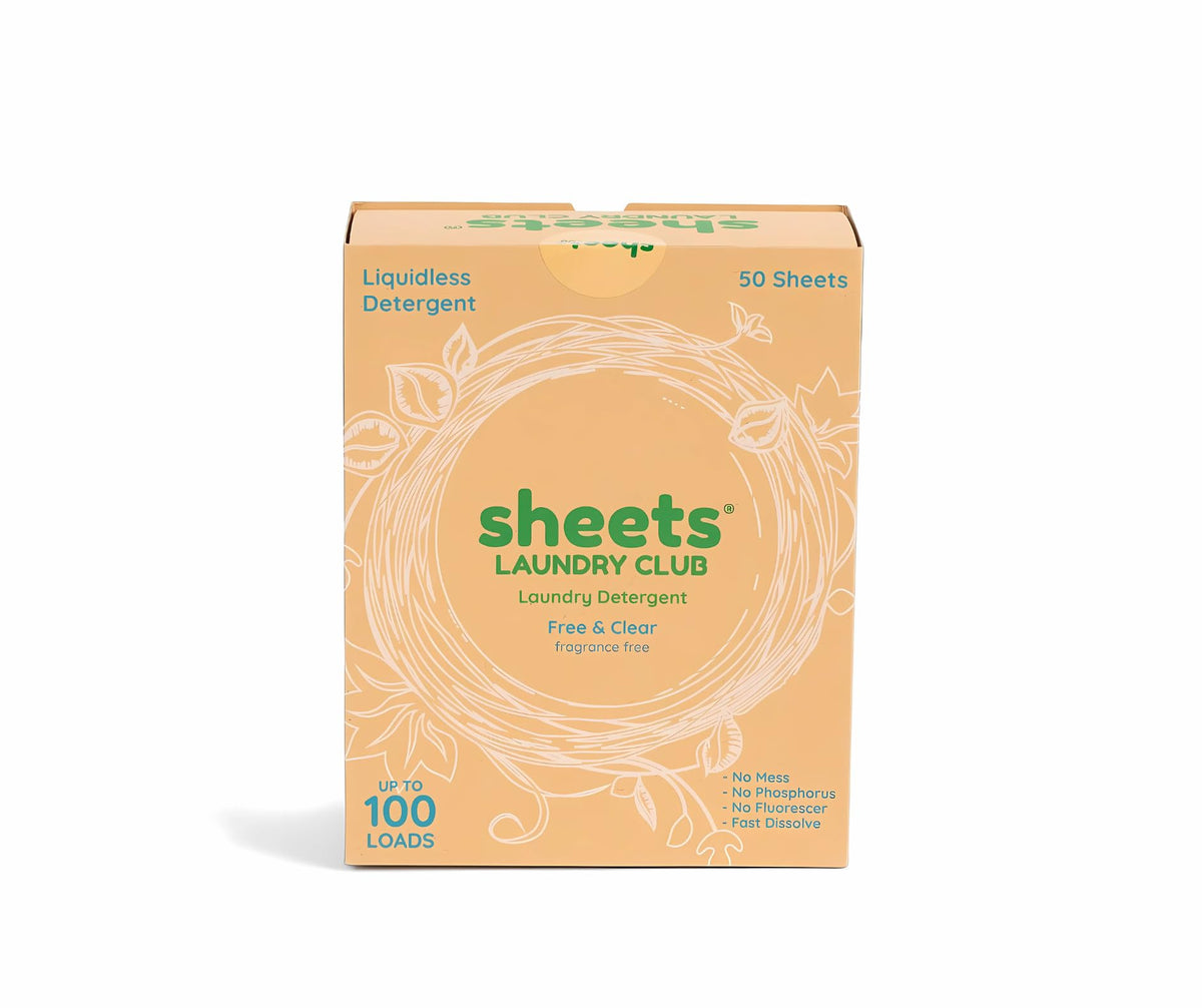 Sheets Laundry Club - Liquidless Laundry Detergent Sheets, 100 Loads - Fragrance Free Scent, Eco-Friendly, Quick-Dissolving Formula, Hypoallergenic