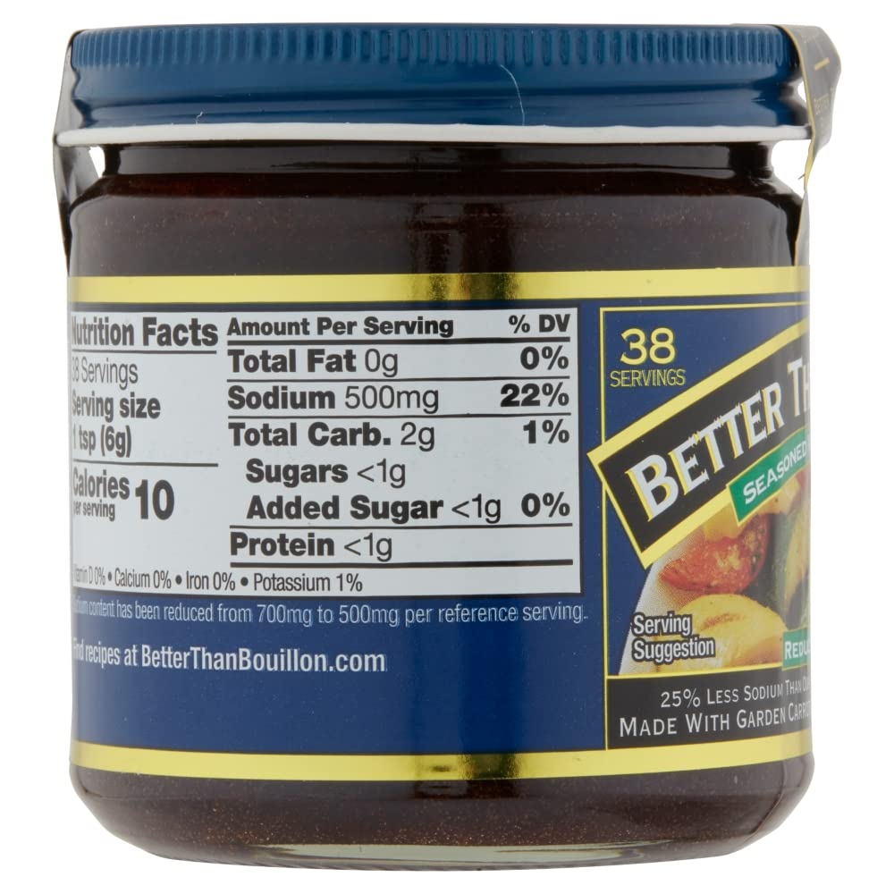 Better Than Bouillon All Natural Reduced Sodium Vegetable Base, Made with Seasoned Vegetables, Makes 9.5 Quarts of Broth, 38 Servings 8 Ounce (Pack