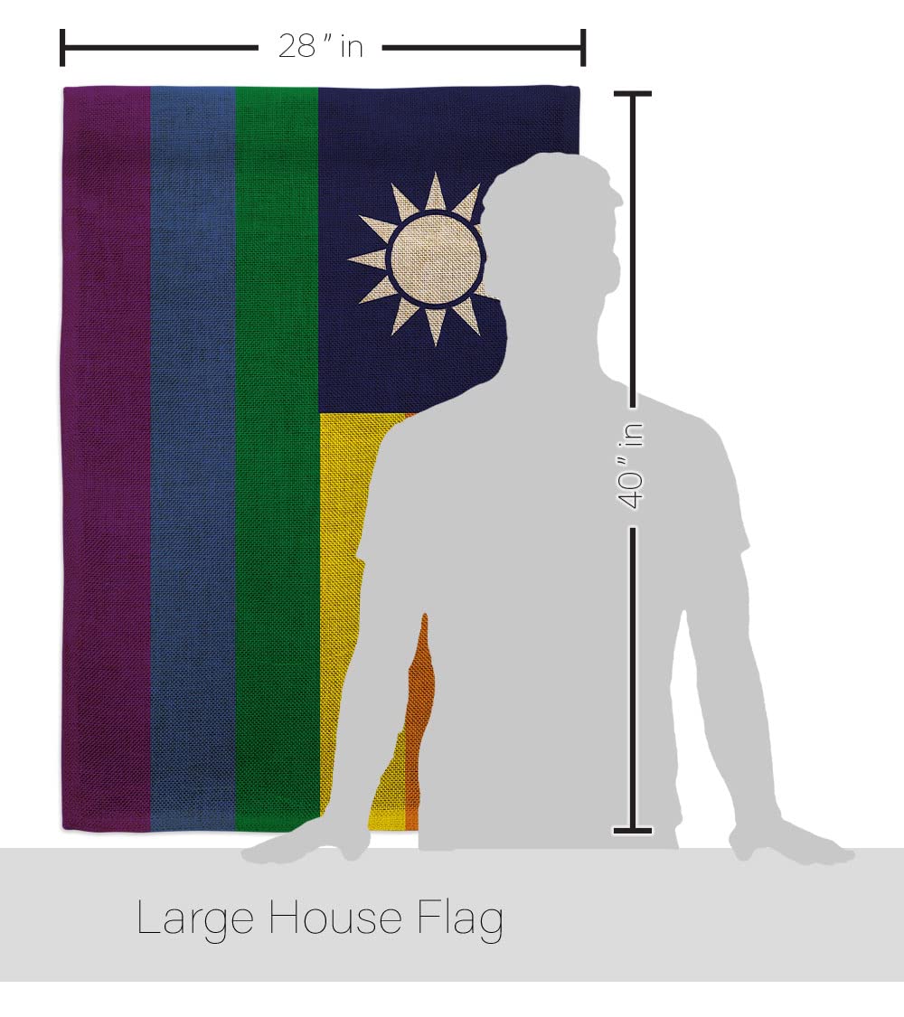 Americana Home & Garden Taiwan Pride Burlap House Flag Support Rainbow Love LGBT Gay Bisexual Pansexual Transgender Decoration Banner Small Garden