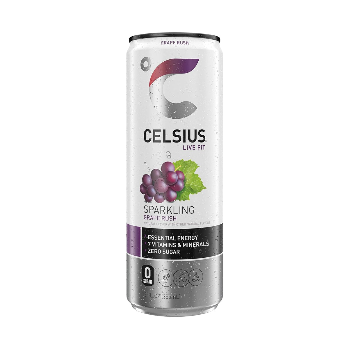 Weinner CELSIUS Sparkling Grape Rush Functional Essential Energy Drink, 12 Fl Oz (Pack of 12)