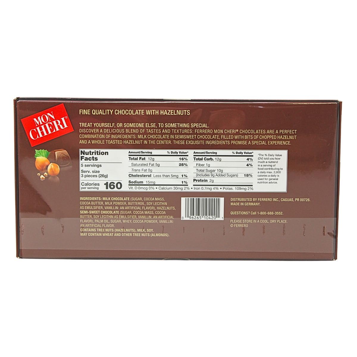 Ferrero Mon Cheri Hazelnut Chocolates 15 pieces (Single Pack) (2),133 grams