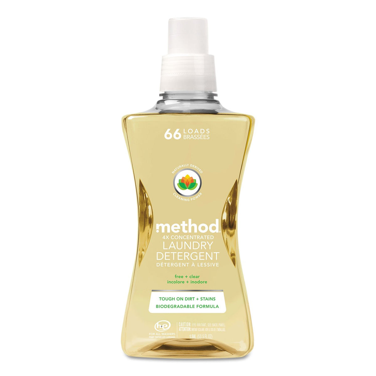 Method 01491 4X Concentrated Laundry Detergent Free & Clear 53.5 oz Bottle 4/Carton