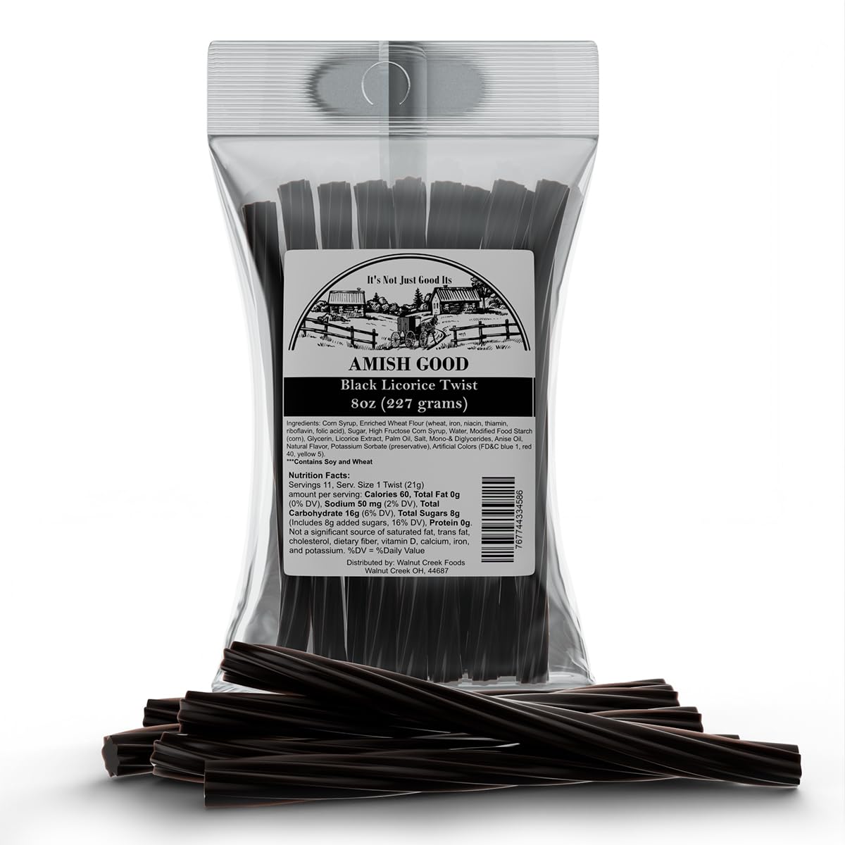 Amish Good Gourmet Licorice Twist Candy - Premium Sweet & Chewy Treat, Jumbo Black Licorice Twist Perfect Snack Under 100 Calories