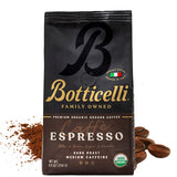 Botticelli Espresso Blend Ground CoffeeUSDA Organic, Medium Caffeine, Dark Roast 8.8oz