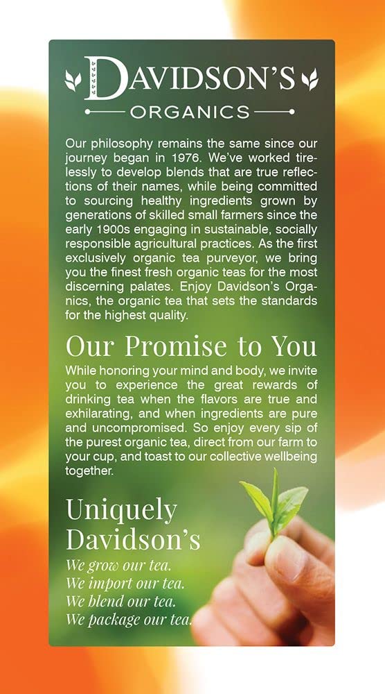 Davidson's Organics, Earl Grey, 25-count Tea Bags, Pack of 6