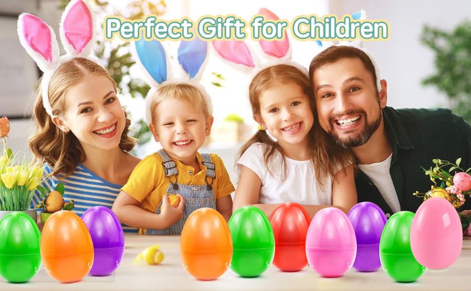 VEAGINS 12Pcs 3.15” Unfilled Easter Eggs, Bulk Colorful Bright Empty Plastic Eggs for Easter Hunt, Surprise Egg, Filling Treats, Easter Basket