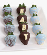 From You Flowers Baby Boy Belgian Chocolate Covered Strawberries - 12 Fresh Dipped Berries with Blue Decoration for Baby Shower & New Baby