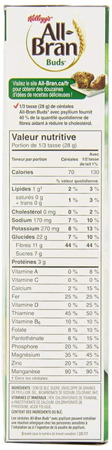 Kellogg's All Bran Buds Cereal 500g/17.6oz, 4-Pack (Imported from Canada)