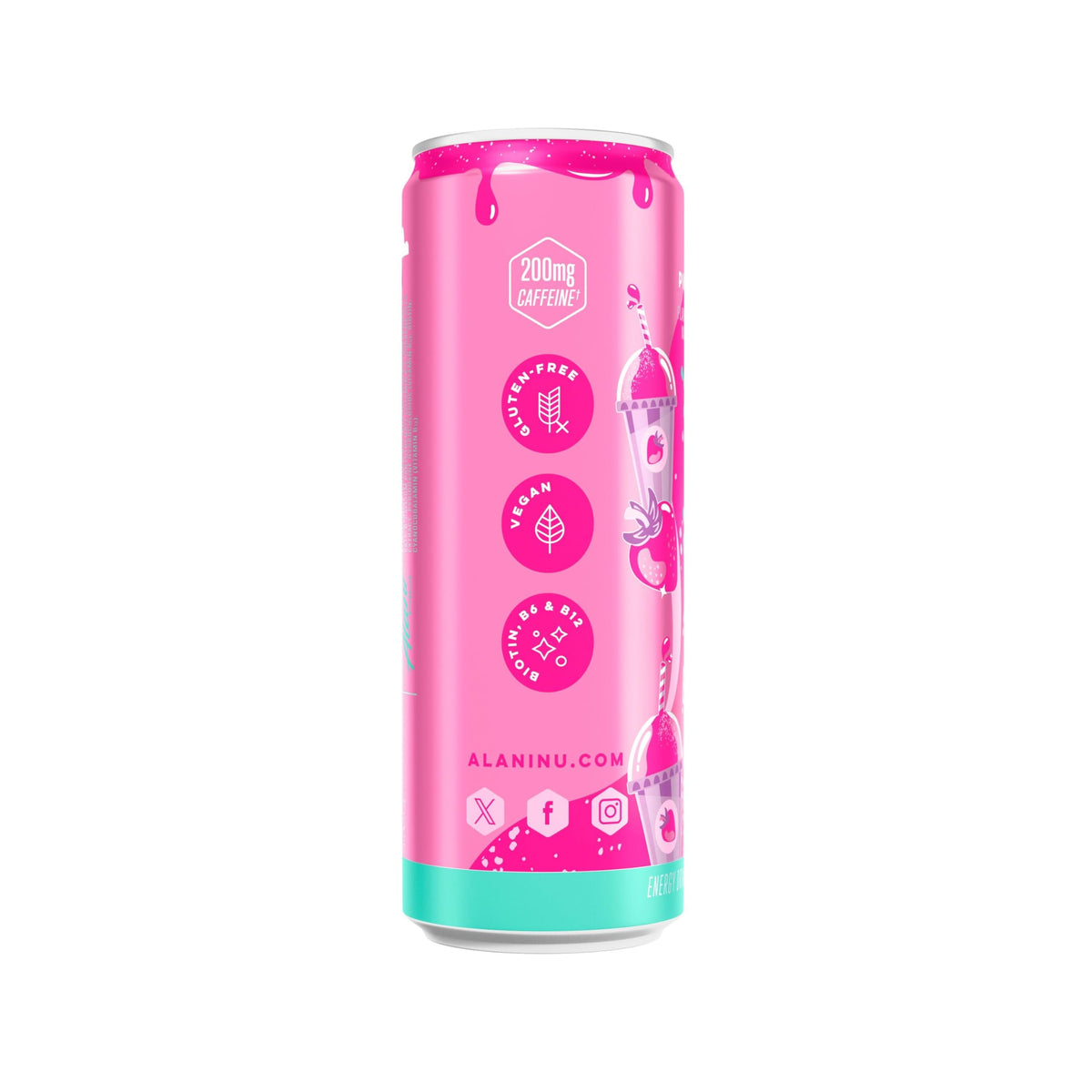 Alani Nu Energy Drink, Pink Slush, 12 Fl Oz, Zero Sugar, Gluten Free, Vegan, B Vitamins