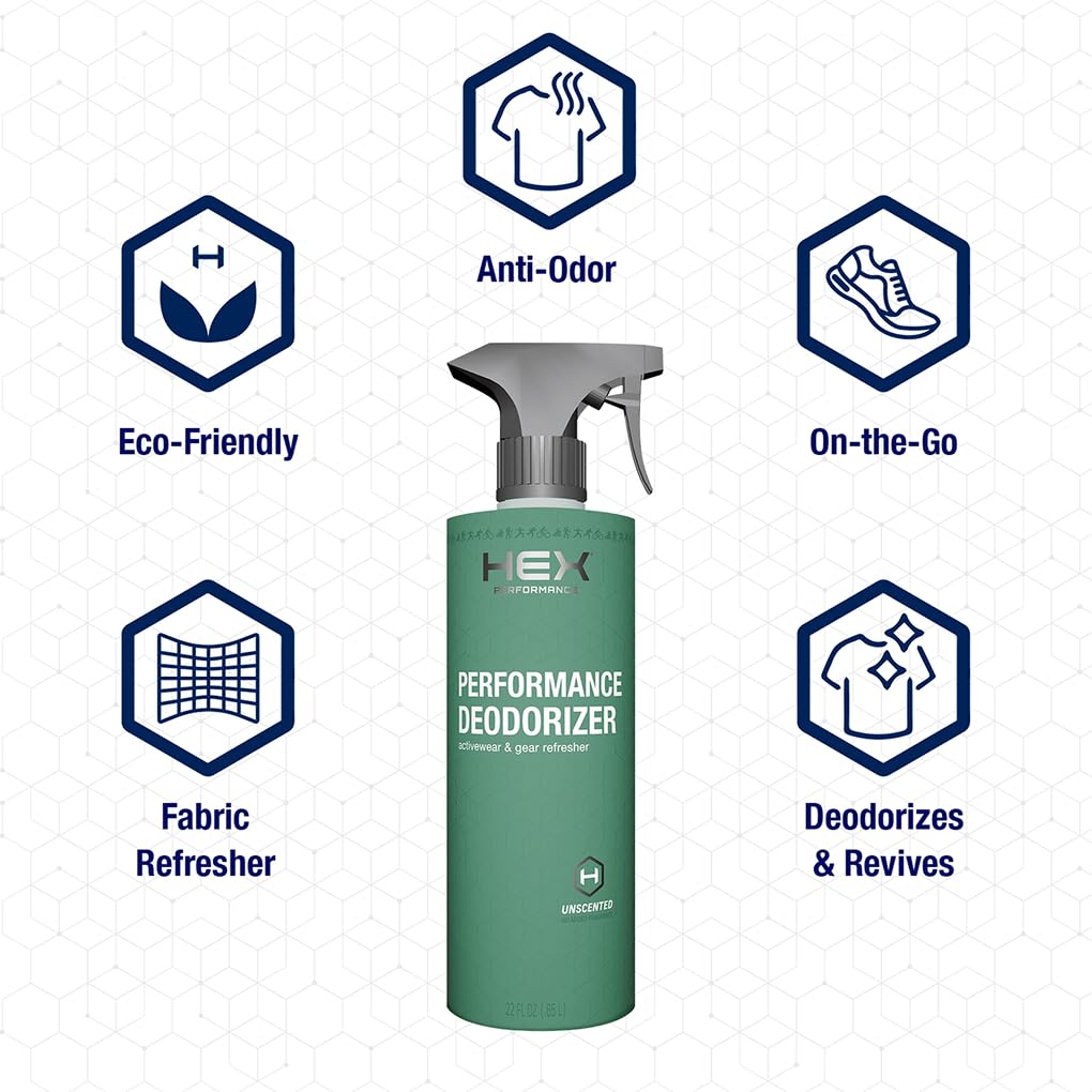 HEX Performance Deodorizing Spray, Unscented, 44oz (Pack of 2) - Awesome for Shoes, Gear, Activewear & Fabrics, Yoga Mats & Gym Equipment, Carpet