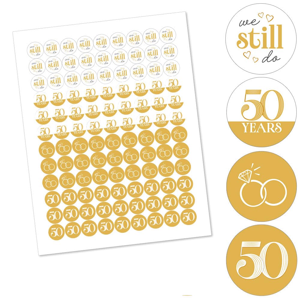 50th Wedding Anniversary - Round Candy Stickers - 108pc