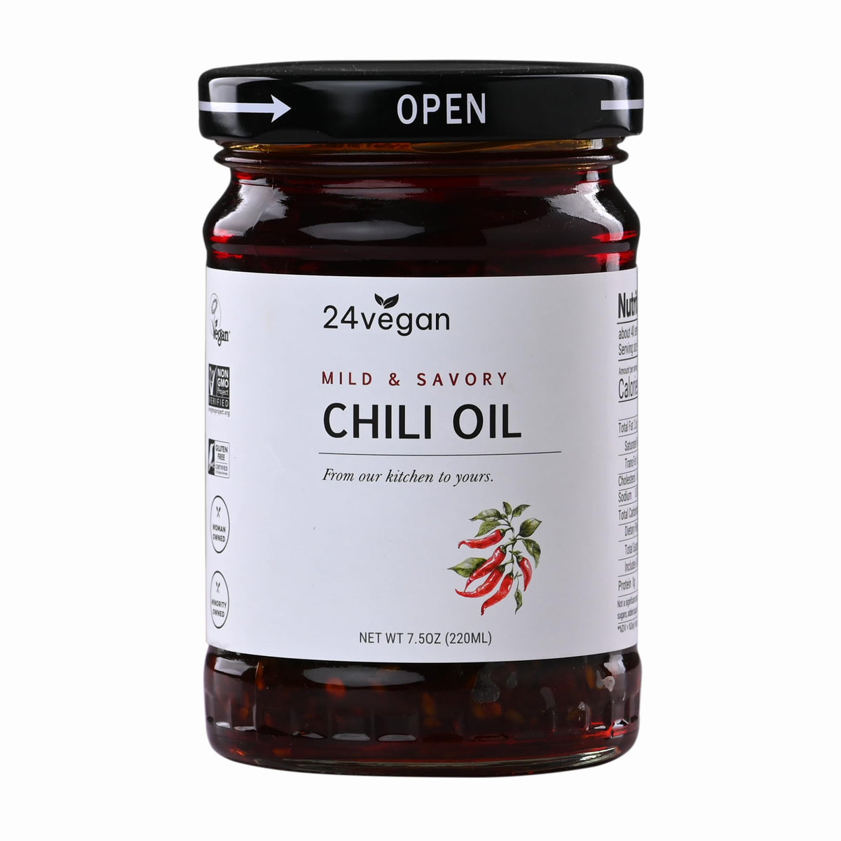 24Vegan - Garlic Chili Oil | 100% Vegan, Gluten-Free, No MSG Garlic Chili Crisp Oil | Non-GMO (7.5oz)