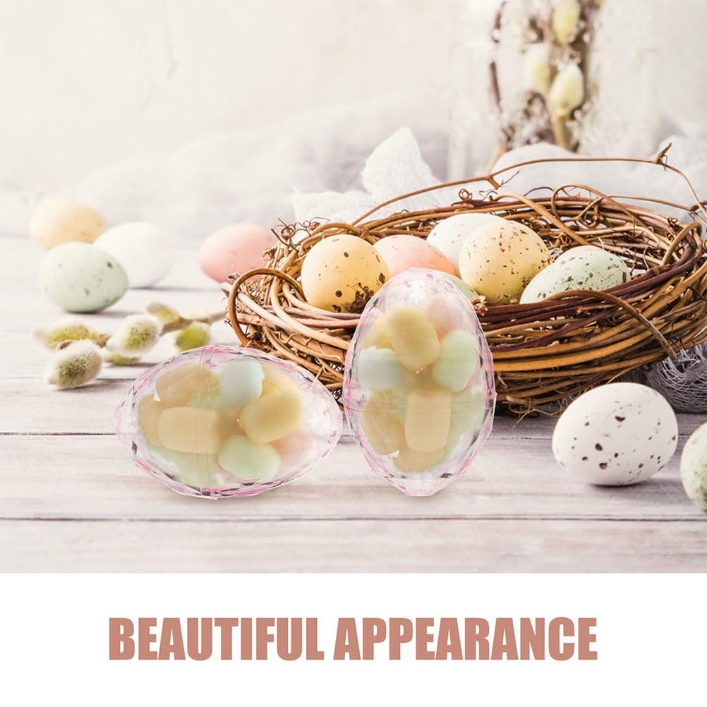 JECOMPRIS 24pcs Plastic Fillable Eggs: 5. 5x8cm Clear Egg Shaped Box for Candy - Easter Containers for Spring Easter Hunt(transparent-pink)