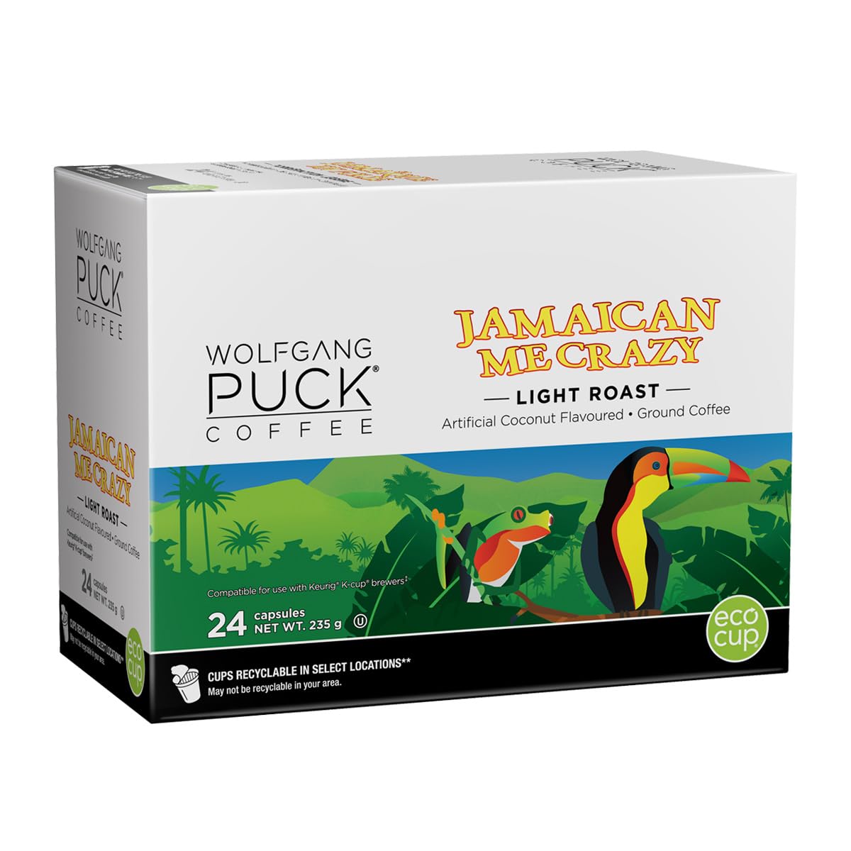 Wolfgang Puck Coffee Jamaican Me Crazy Flavored Coffee Single Serve Cups for Keurig, 24 Count (060731740002)