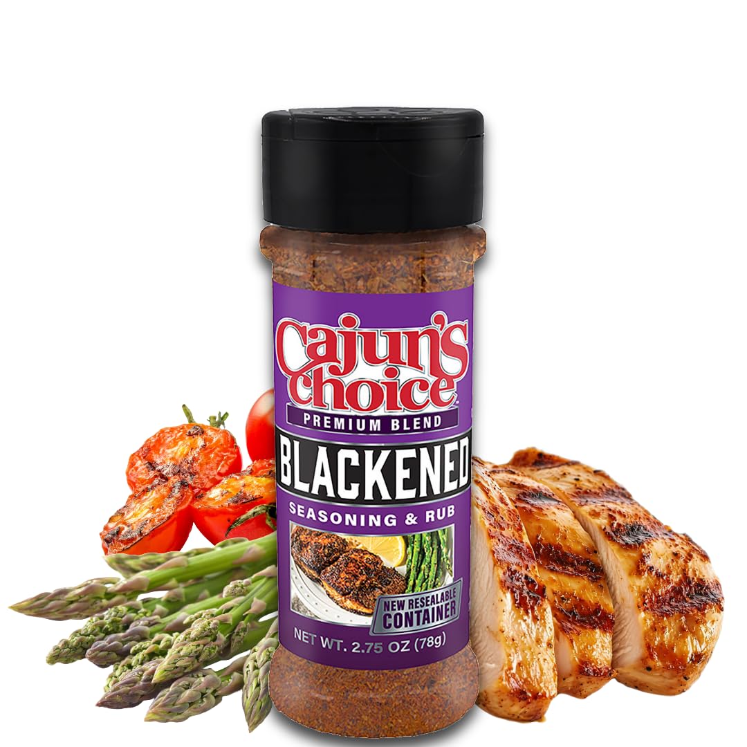 Cajun's Choice Blackened Seasoning - 2.75 oz Jar, Pack of 2, All Natural, Low Salt, Gluten-Free - Authentic Louisiana Spice for Fish & BBQ