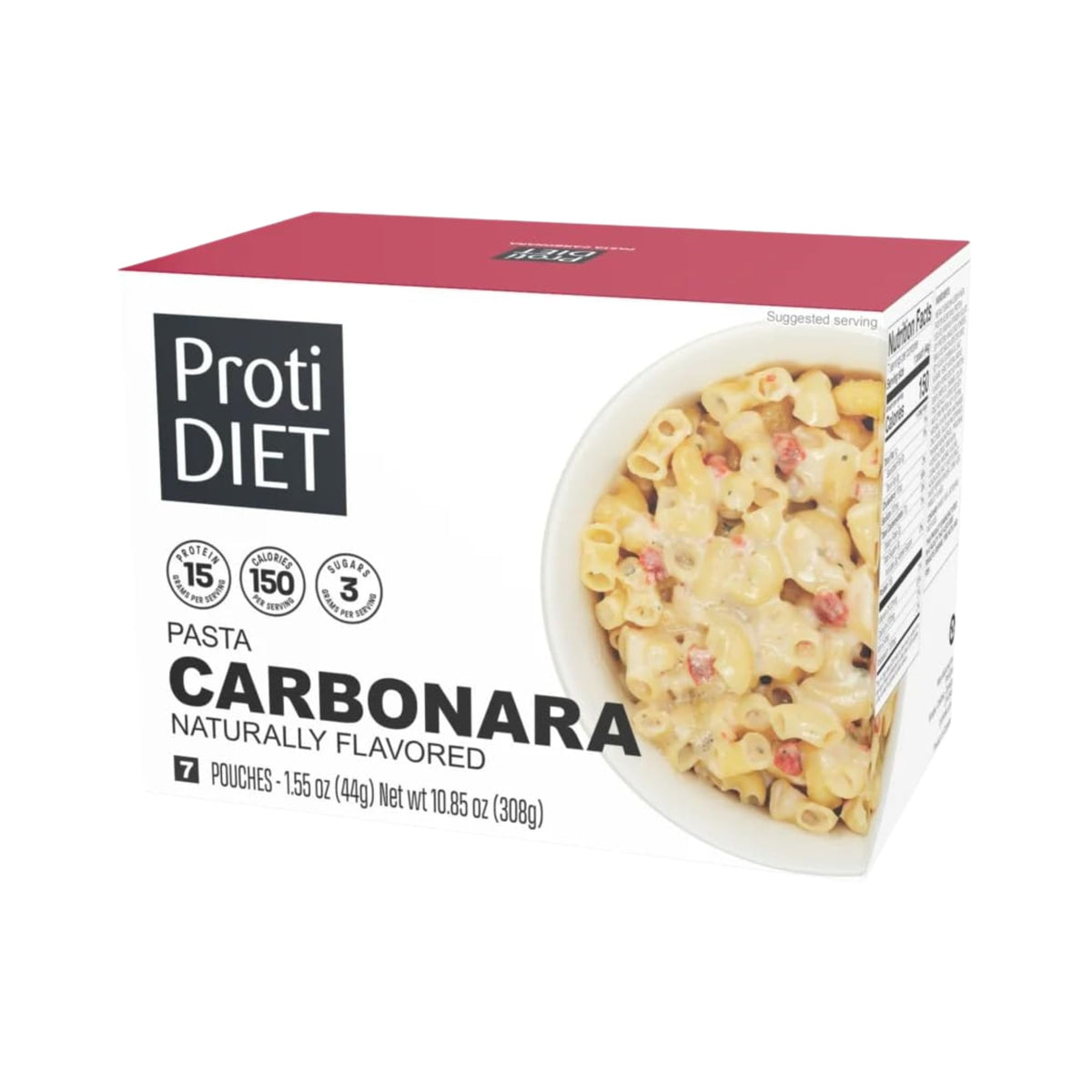 ProtiDIET High Protein Carbonara Pasta - 15g Protein, 7 Pouches - Balanced High Protein Meal Replacement for Everyday Wellness
