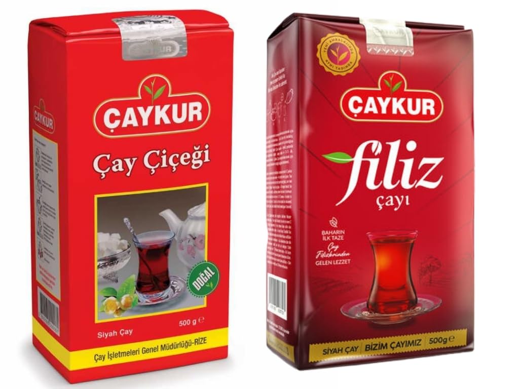 ÇAYKUR Black Tea Duo, Filiz & Caycicegi, Youngest Tea buds & Smooth Loose Leaf Blend, Perfect for Daily Enjoyment for Breakfast 500g / 17.6 Oz each