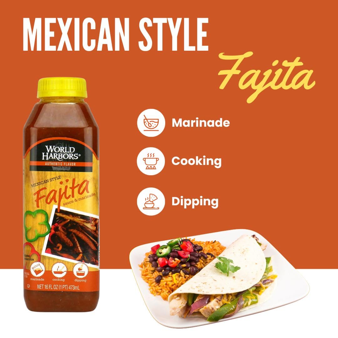 World Harbors Fajita Marinade and Sauce Mexican Style 16 OZ (Pack of 24)