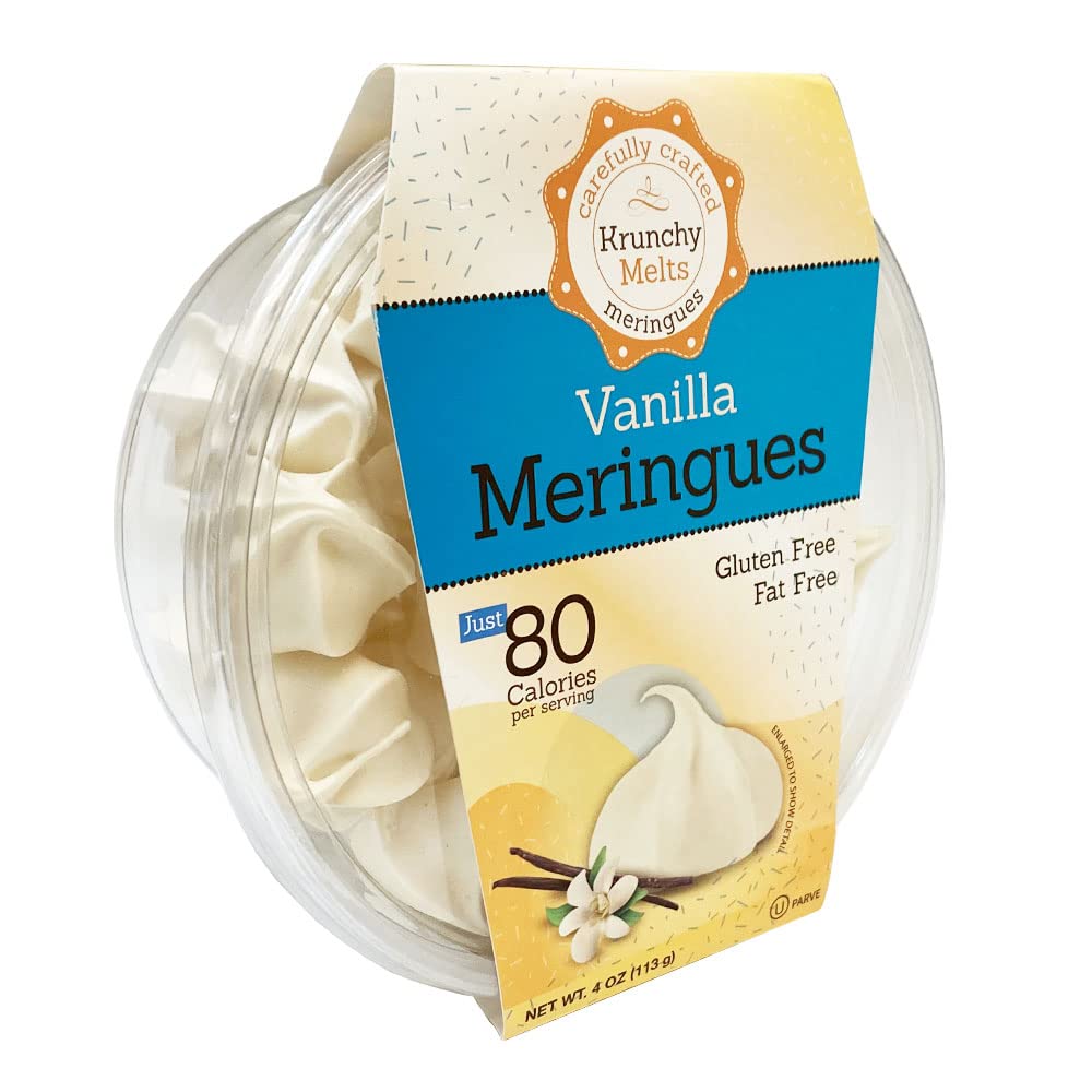 Krunchy Melts Original Meringue Cookies | Classic Vanilla Flavor | Only 80 Calories Per Serving | Fat Free, Gluten Free, Dairy Free (4 Oz)