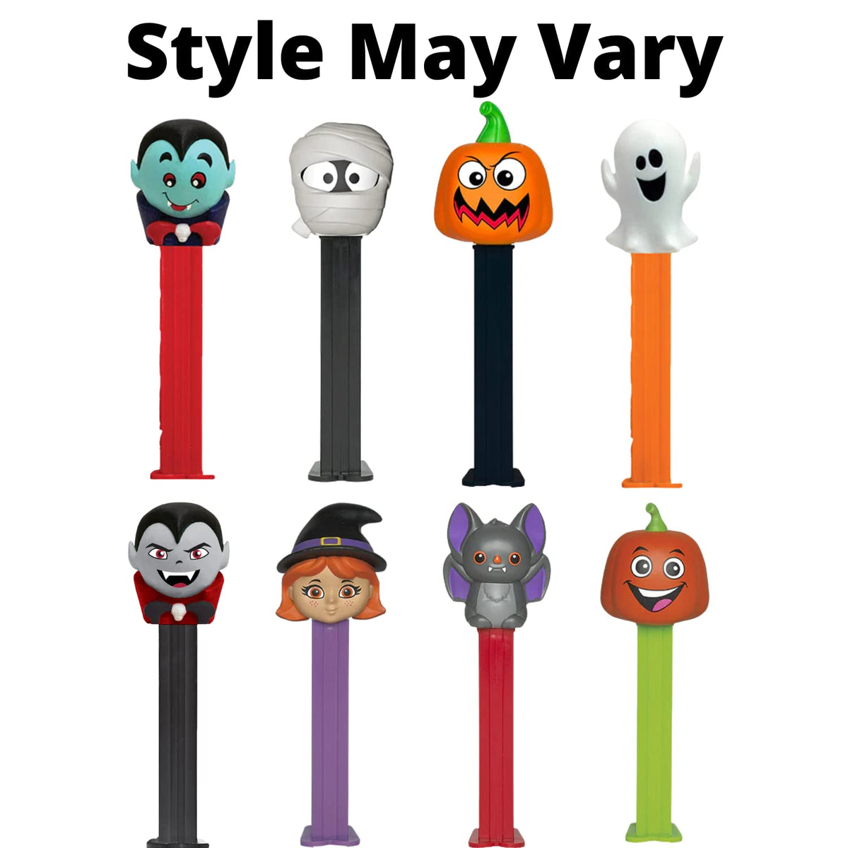 Sweetzo Halloween PEZ Dispenser Gift Set, Spooky Character Assortment with Grape and Orange Flavored Refill Rolls, Trick or Treat Candies and Party