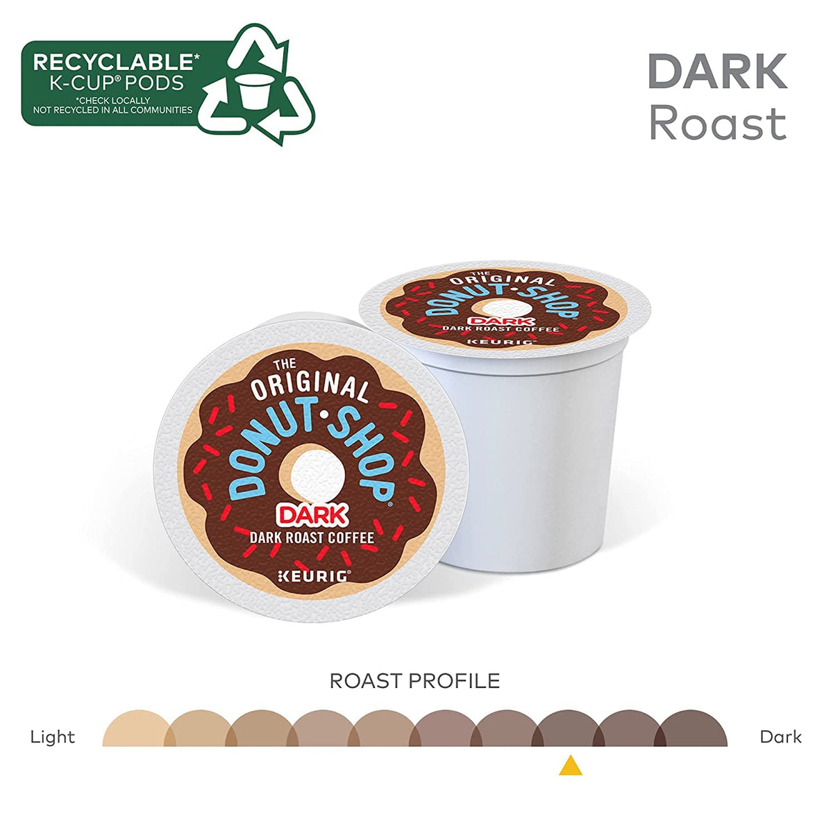 The Original Donut Shop Dark, Single-Serve K-Cup Pods, Dark Roast Coffee, Packaging may vary, 144.0 Count, Pack of 1