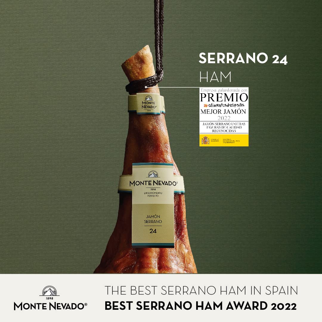 Monte Nevado Serrano Ham Spain - Min Weight 16lb, 24 Months Avg Curing Time - Jamon Serrano - Great Family and Friends Gift