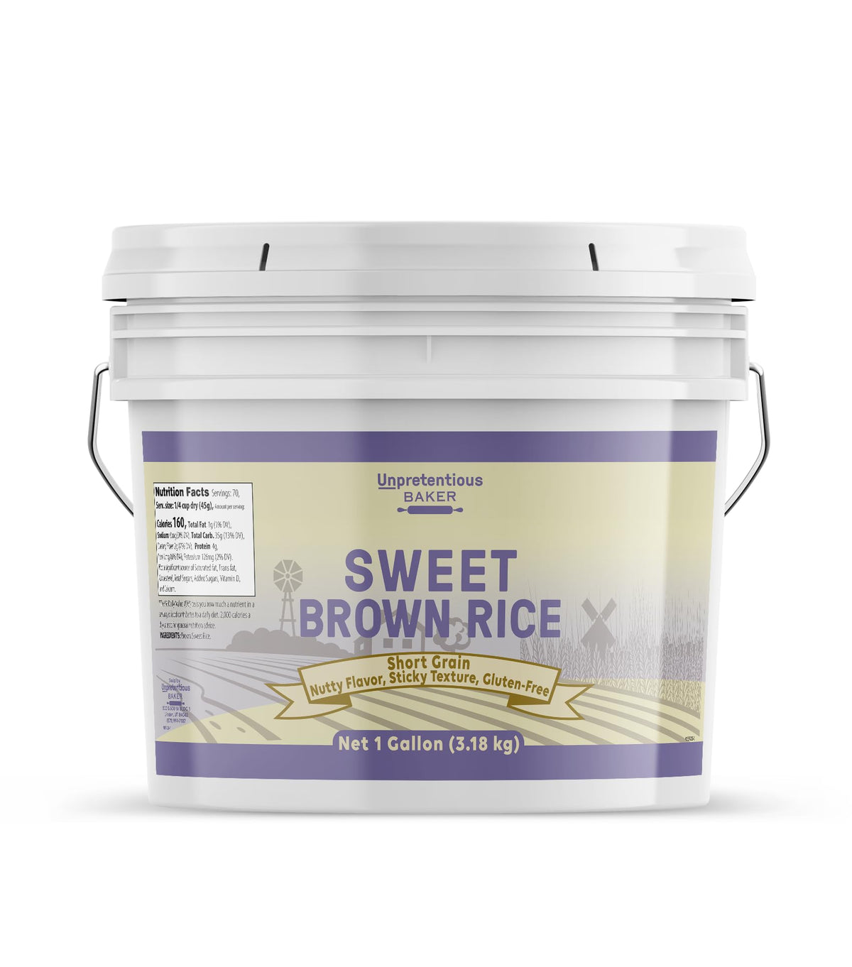 Unpretentious Sweet Brown Rice, 1 Gallon, Gluten-Free, Brown Glutinous Rice, Soft & Chewy