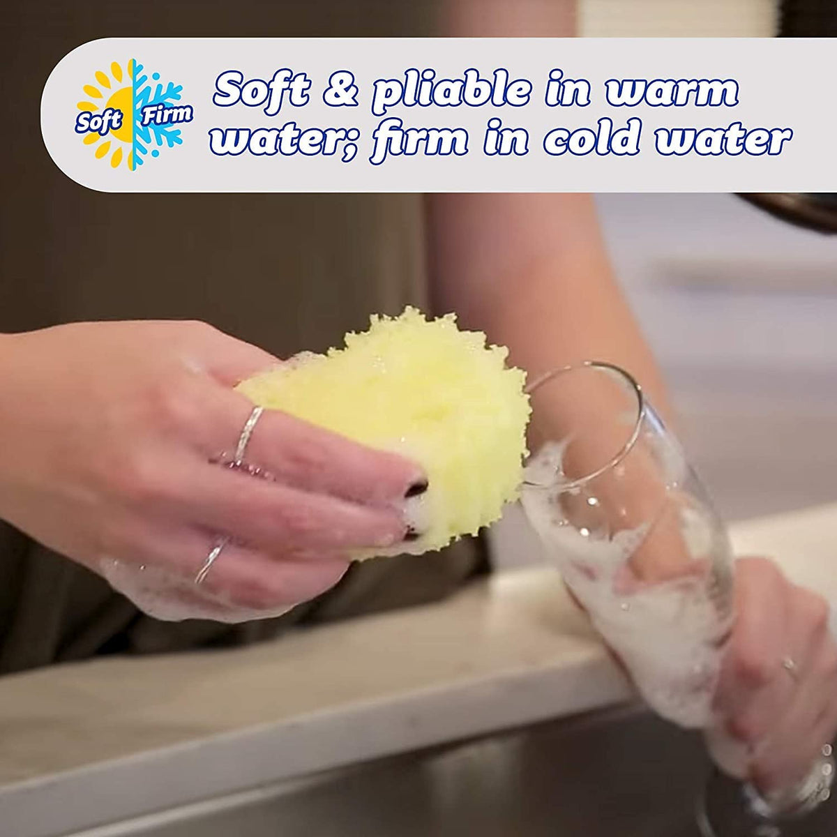 Scrub Daddy Sponge - Lemon Fresh Scent - Scratch-Free Multipurpose Dish Sponge - BPA Free & Made with Polymer Foam - Stain & Odor Resistant Kitchen
