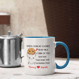Personalized Cookies & Milk Tea Cup Gift For Engaged Couple - Customized Choose Name Couple Coffee Cup - When I Dunk My Cookies In Milk I Think Of You