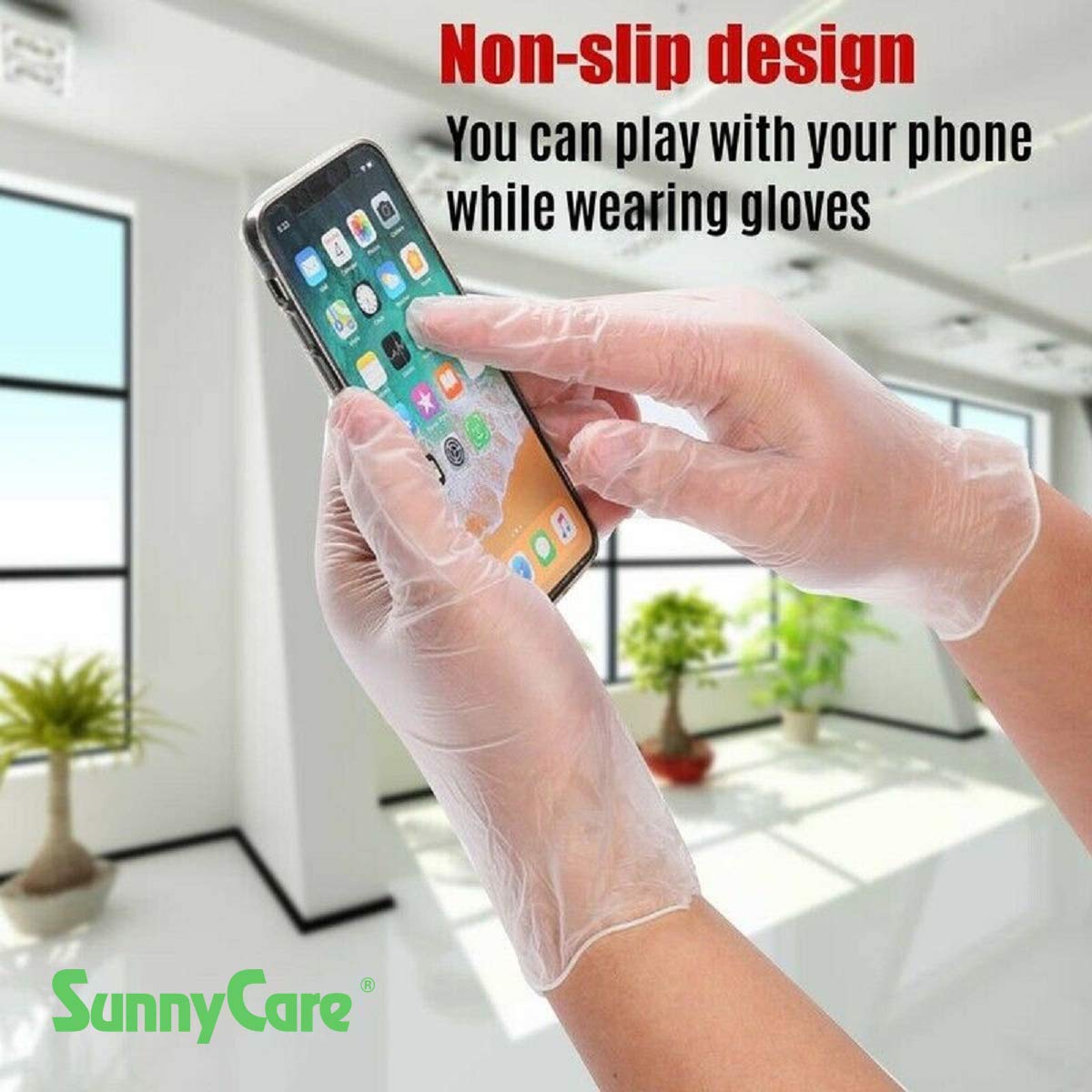 SunnyCare 100/box 7804 Vinyl Disposable Gloves Powder Free (Latex Nitrile Free) - X-Large