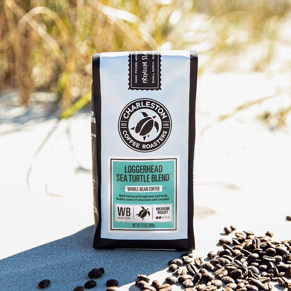 Charleston Coffee Roasters | Specialty Organic Whole Bean Coffee | Hand Picked, Premium Slow Roast (Loggerhead Sea Turtle Blend) 12oz