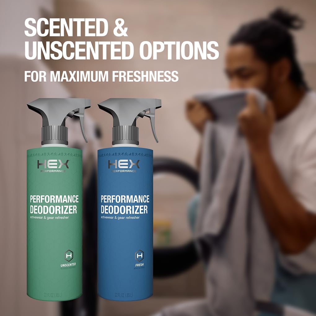 HEX Performance Deodorizing Spray, Unscented, 44oz (Pack of 2) - Awesome for Shoes, Gear, Activewear & Fabrics, Yoga Mats & Gym Equipment, Carpet
