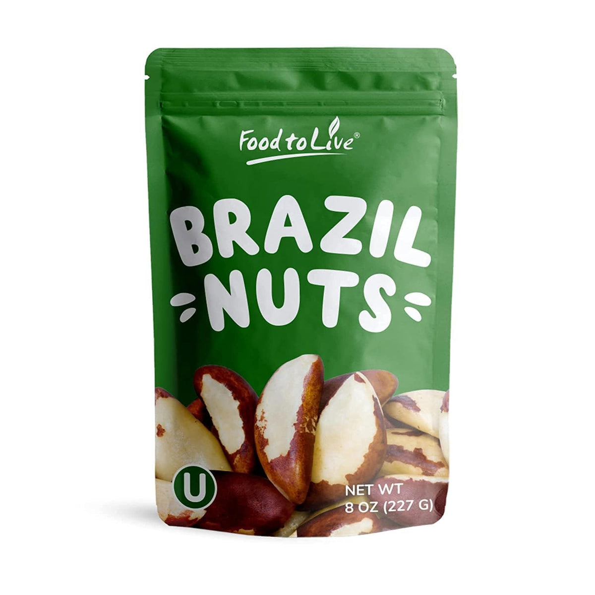 Food to Live - Dry Roasted Brazil Nuts with Himalayan Salt, 8 Ounces - Oven Roasted, Lightly Salted, No Oil Added, Whole. Vegan, Kosher, Bulk.