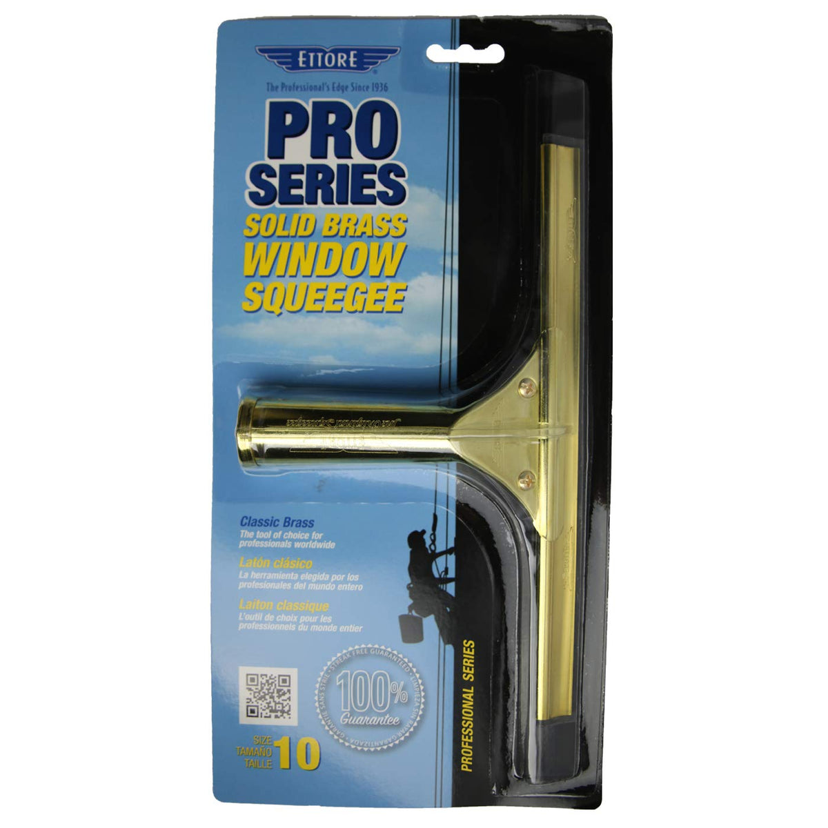 Ettore ProSeries Brass Squeegee, 10-Inch