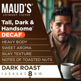 Maud's Dark Roast Decaf Instant Coffee, 24 ct, 100% Arabica Coffee, Instant Hot or Iced Coffee - Just add water