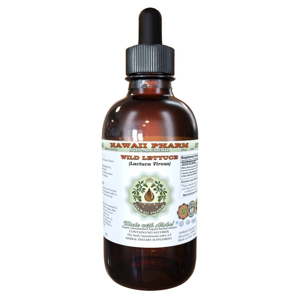 Hawaii Pharm Wild Lettuce Alcohol-Free Liquid Extract, Professional Grade, Small Batch Wild Lettuce (Lactuca Virosa) Dried Herb Glycerite 2 fl.oz