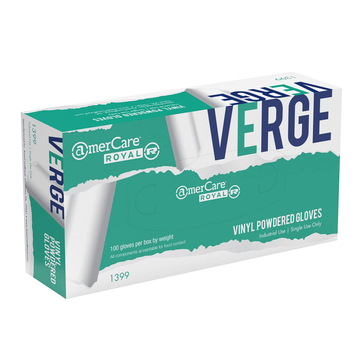 AmerCare Verge Powdered Gloves, Vinyl, Extra Large, Case of 1000